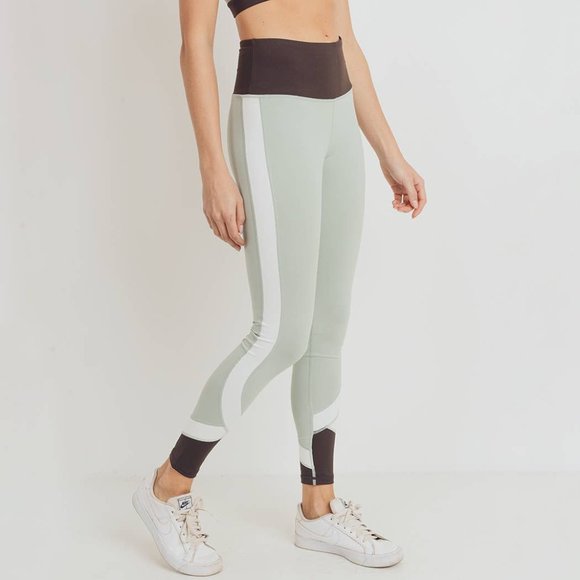 Curve Colorblock Highwaist Legging (SAGE) - Picture 1 of 2